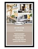 Close Up Posterrahmen Schwarz 61 x 91,5 cm, Bilderrahmen aus MDF - Holzdekor - Holzoptik, Flaches Design, bruchsichere PVC Scheibe