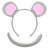 WILLBOND Tier Kostüm Set Ohren Stirnband Schwanz Tier Verkleidung Set Kostüm Party Dekoration Zubehör (Maus)
