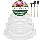 BORPEIN Pflanzen Untersetzer (12, 17, 21, 26cm 24Pack) Blumentöpfe Untersetzer Dicker Klarer Kunststoff Pflanzenschalen für Töpfe Drinnen Draußen Langlebig