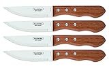 Tramontina Dynamic Steakmesser Jumbo, 4-teiliges Set, rostfreier Edelstahl, Holzgriff, 4 Steakmesser