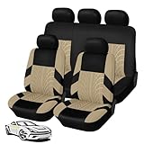 WFYBMB Autositzbezüge für FIAT Panda 3 Series (Type 169) 2003-2012, Autositzauflage Airbag Geeignet Innenraum Protectors Accessories Auto Tuning Atmungsaktiv Rutschfester Bequem,C-Beige