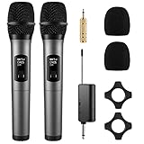 FerBuee Kabelloses Mikrofon Dual Professional Schnurlos Dynamisches Mikrofon Handheld Mikrofon System für Verstärker, PA System, Karaoke, Meeting, Party, Kirche, DJ, Hochzeit