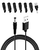 5-V-Ladekabel für Rasierer, Universal-Ladegerät, 8-in-1, USB-Kabel auf DC 5,5 x 2,1 mm + 6 Adapteraufsätze + 1 USB-Adapter für elektrische Haarschneider, Rasierer und Wartungsgeräte