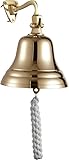 Messing-Glocke, Wandmontage, nautisches Design, Schiffsglocke, Klingel, Matitim, Marine, Boot, Schule, Abendessen, Weihnachtsmannglocke, Empfang, Wandbehang, Türklingel, Hausbar, Pub-Dekoration, 17,8