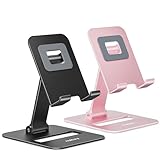 NULAXY 2 Stück Dual Faltbarer Handyständer, Voll Verstellbarer Handyhalter für den Schreibtisch, Kompatibel mit Phone 16 15 14 13 12 11, Allen Handys, Schwarz & Roségold