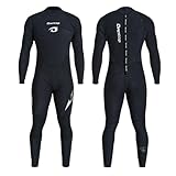 Owntop Neoprenanzug Damen Herren 1,5mm - Ganzkörper Neopren Wetsuit, Rücken-Reißverschluss Tauchanzüge, Thermische Dehnungs-Pro Tauchhaut zum Surfen Schnorcheln, Herren Schwarz XXL