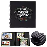 Kleines Fotoalbum zum Selbstgestalten,17x17cm Scrapbook 20 Blätter(40 Seiten) Fotoalben Ringbuch, papier Spiralalbum für Geburtstag Jahrestag Hochzeit, Schwarz