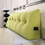 AlCEBYRE Dreieckig Sofakissen, Lesekissen für Bett Rückenlehne Kissen, Praktisches Seitenfach, Tagesbett Rückenlehne Lesekissen Keilkissen, Kordsamt Zierkissen Couchkissen,Light Green,200x50x20cm