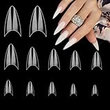 simarro 500 Stück Nageltips Kurz für Gelnägel, 10 Größen Transparent Stiletto Tips Acryl Fake Nail Nagel Tip Künstliche Nagelspitzen für Nagelstudio Salon DIY
