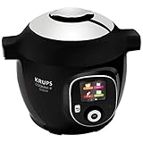 Krups CZ7158 Cook4Me+ Connect Multikocher | 1600 Watt | elektrischer Schnellkochtopf | inkl. kostenlose App | Bluetooth Steuerung | 4 Liter Fassungsvermögen | Schwarz/Chrom