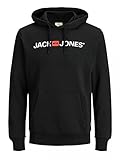 JACK & JONES Herren Kapuzenpullover (Schwarz (Corp 054 Black-White, M))