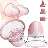 LYAMais 1 Paar Brustwarzensauger, um 360° drehbarer Brustwarzenstimulator mit 3 Silikon Massageköpfen Brust Massager Vibrator Brustwarzen Saugen Pumpe Nippel Stimulator Sexspielzeug für Frauen