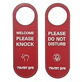 Lederschild mit Aufschrift 'Do Not Disturb' für Büro und Zuhause, roter oder grüner Türhänger mit Aufschrift 'Welcome Please Knock Back, 24 cm Arbeitszimmer Privatsphäre Erinnerung zur