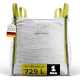 D-TACK 1x Big Bag | 90 x 90 x 90 cm | Säcke für Bauschutt, Holz, Laub, Kies, Sand, Erde, Gartenabfall, Grünschnitt, Pellets | 4 Schlaufen für Kran & Stapler | 1.500 kg | Witterungsbeständig