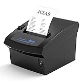 ACLAS Thermodrucker 80mm Quittungsdrucker Auto-Cut Bondrucker mit ESC/POS für registrierkasse kassenschublade (250mm/sec, USB + Ethernet)
