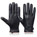Grdnpro Herren Touchscreen Handschuhe aus echtem Leder Winter Lederhandschuhe Herren Dünn Warm Autofahrer Handschuhe mit weichem Wollfutter Lässig Outdoor kaltes Wetter Fahren