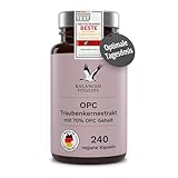 OPC Traubenkernextrakt - 240 vegane Kapseln - Optimale Tagesdosis: 500 mg Extrakt je Kapsel - Laborgeprüft - 8 Monate Vorrat - Ohne Zusatzstoffe - Balanced Vitality