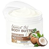 Coconut Body Butter, Kokosnuss Körper Feuchtigkeitscreme, Natürlich Kokosöl Körpercreme Damen und Herren, Coconut Oil Skin Care Bodylotion, Körperpflege für Sehr Trockene Haut - 200g