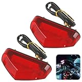 teasteam Motorrad-Rücklicht, 2 Stück, Mini-Rücklicht, Bremslicht, 12 V, 3000 lm, Bremslicht, Universal, kompatibel mit Dirt Bike/Cafe Racer/Scrambler/ATV/Quad/Street Bike/Scooter, Zusatzleuchten (rot)