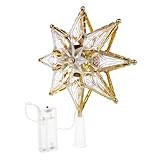 HEALSOPTHY LED Weihnachtsbaumspitze Stern Groß Warmweiß Robust mit Integrierten LED Lichtern Festliche Baumdekoration für Weihnachtsbaum Fensterdeko Stimmungsvolle Weihnachtsbeleuchtung