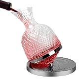 Granvoo Wein Dekanter 1500ML, 360° Drehbare Weinkaraffe, Dekantierer Tropffrei, Weindekanter, Rotweinkaraffe aus Bleifreie Kristallglas, Wein Zubehör Geschenk für Hochzeit Einweihungsparty Geburtstag