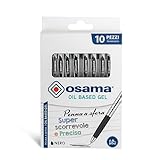 Osama – Gelschreiber-Set mit OBG-Tinte, supergleitend und präzise, 10-Stück-Packung mit 1,0 mm Kugelschreiber mit Kappe, Ideal für Schul- und Schreibbedarf, Büro und Universität, Black