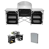 Hebitod Campingküche, Klappbare Campingschrank mit Spritzschutz Tragetasche, Ink. Camping Möbel | Outdoor Camping Küche| mit Aluminiumgestell | Reiseküche | Küchenbox,600D Schwarz