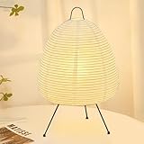 GOMETY Papier Tischlampe 28X47CM, Kreative Reispapier Lampe, Nachttischlampe Stehlampe Papier Dekorative Tischlampe Minimalistische Art Stimmungslicht für Schlafzimmer Wohnzimmer Restaurant(Weiß)