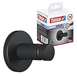 tesa MOON BLACK Handtuchhaken, matt schwarz, für Bad & WC - für Bäder im Industrial Style und moderne Badezimmer - bohrfrei, inkl. Klebelösung - 37 mm x 37 mm x 36 mm