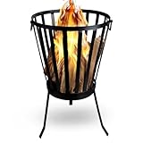 HEAT Outdoor Living Feuerkorb – Feuerschale für den Garten – Feuerstelle & Feuertonne für draußen – Maße: 35x35x57 cm – Schwarz – Perfekt für gemütliche Abende