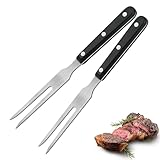 2 Stücke Fleischgabel mit Griff - 26cm Edelstahl Fleischgabel, Grillgabel Servier Grillgabel Fleischgabelo mit Kunststoffgriff für Grill Küche Truthahn Braten Abendessen(Schwarz)