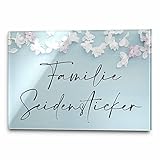 Edles Türschild mit Namen für die Haustür | Namensschild Briefkasten-Schild selbstklebend oder mit Bohrlöcher Klingelschild mit kratzfestem UV Druck | Größe ab 9x6 cm bunte Türschilder