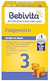 Bebivita 3 Folgemilch (4 x 500g), ab 10. Monat, mit Vitamine C und D, Omega-3 (DHA,ALA), altersgerecht sättigend