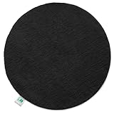 Floordirekt Badematte Sky Soft | Eckig & Rund | Badezimmerteppich | Extra flauschig | rutschfest & Schnell trocknend | Viele Farben & Größen (Rund | Ø 120 cm, Schwarz)