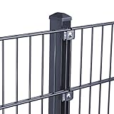 HORI® Doppelstabmattenzaun Komplettset I Metallzaun Gartenzaun I Robust und wetterfester Zaun I Höhe 123 cm I Anthrazit I RAL 7016 I mit Klemmhaltern I Zaunlänge 5 m