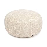 Bodhi Meditationskissen Rondo | Abnehmbarer Bezug aus 100% Baumwolle | Bio-Dinkelfüllung | Höhe 14-20 cm | Praktische Trageschlaufe | Maharaja Collection (Madurai/Ecru)