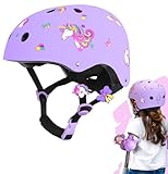 Einhorn Kinderhelm Fahrradhelm für Mädchen Kinder Skaterhelm Robuster Verstellbar Geeignet für 3-12 Jahre Schutzhelm für Fahrrad Skaten Roller Skateboard Scooter