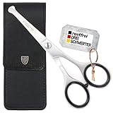 DREI SCHWERTER - Rostfreie professionelle Nasenschere Nasenhaarschere Ohrenschere Ohrenhaarschere im Kunstleder Etui