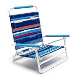 SUNNYFEEL Strandstuhl Klappbar Leicht Tief, Niedriger Campingstuhl Faltbar, Klappstuhl mit gepolsterter Armlehnen für Outdoor Camping Strand Picknick