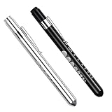 Jinlaili 2 Stück Wiederverwendbare Diagnostische LED Stiftlampe,Taschenlampe Lichtgriffel mit Taschenclip,Medizinische Pupillenleuchte,für Krankenschwestern Ärzte Schüler(Schwarz und Silber)
