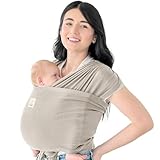 KeaBabies Tragetuch Baby Neugeboren - D-Lite Elastisches Baby Tragetuch Neugeborene, Einfach Anzuziehen Babytrage Neugeborene Ab Geburt, Ring-Trage Babytragetuch Ohne Binden (Stone Gray)