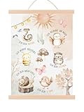 Mutzauber® Poster Affirmationsposter A3 Kinderzimmer Jungen Mädchen Bilder Kinderzimmer Motivation Schnecke Eule Schlange Kinder Kindergarten verschiedene Motive Wandposter (Waldtiere inkl. Rahmen)