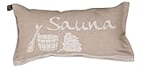 JOKIPIIN | 1 x Lieblings-Saunakissen Reisekissen | Design: Sauna | Maße: 40 x 22 cm, Leinen/Baumwolle | schadstoffgeprüft Ökotex 100 | Made in Finnland (Beige/Weiß)