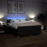 IKAYAA Boxspringbett 180 x 200 cm - Bett mit LED Beleuchtung, Topper & Federkern Matratze - Polsterbett 180 x 200 cm mit Matratze - Bett mit Matratze und Lattenrost Schwarz