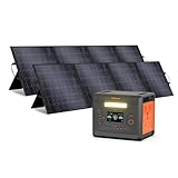 Greenery Tragbare Powerstation, 2304Wh/2500W Solargenerator mit 2 * 200W Solarmodul, 12 Anschlüsse, 1,5 Stunde Schnellladung für Camping, Wohnmobile & Stromausfälle mit 5 Jahren Garantie