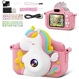 Kinderkamera, CAMCLID Kinder Kamera 1080P 2.0”-Bildschirm Digitalkamera Kinder mit 32GB Karte, Weihnachten Spielzeug Geschenke für 3 4 5 6 7 8 9 Jahre Jungen und Mädchen (Rosa)