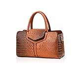NICOLE & DORIS Handtasche Damen Krokodil Henkeltasche Elegant Schultertaschen PU Leder Umhängetasche Crossbody Bag Frauen Satchel Handtasche Clutch Tasche Braun