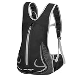 EULANT Skirucksack Klein für Damen & Herren, Leicht Laufrucksack 15L,Wasserdicht Kleiner Sport Rucksack für Fahrrad Trekking Skifahren Wander Joggen, Schwarz