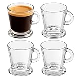Murago - Espresso Gläser 4er Set ca. 80ml - Espressogläser mit Henkel Kaffeegläser Mokkagläser Glas Espressotassen kleine Gläser Ristretto Kaffeetassen Gläserset Barista Küchenzubehör