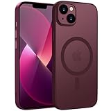 HGH Magnetisch Hülle für iPhone 13 6,1 Zoll Kompatibel mit MagSafe, Durchscheinende Matt Handyhülle für iPhone 13 Dünn Stoßfest Schutzhülle kameraschutz für iPhone 13 Case Fuchsie